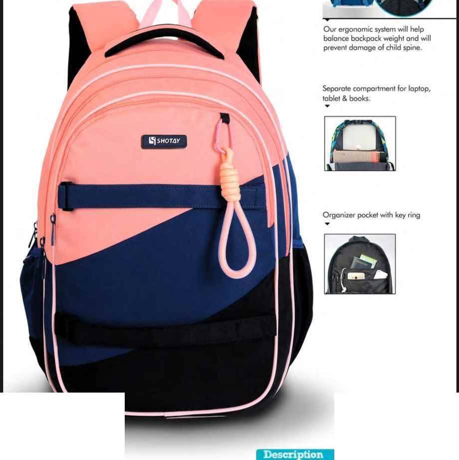 کوله پشتی طرحCANDY با پشتی طبی شوتای گلبهی کدG19-85