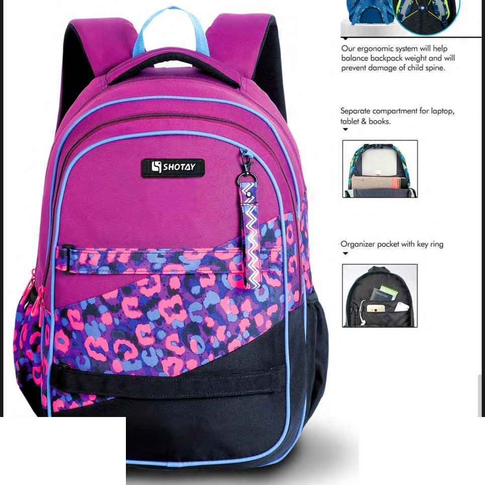 کوله پشتی طرحCANDY با پشتی طبی شوتای بنفش کدG19-S17