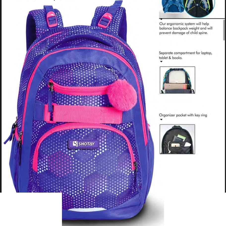 کوله پشتی طرحSKATER با پشتی طبی شوتای بنفش کدG10-06