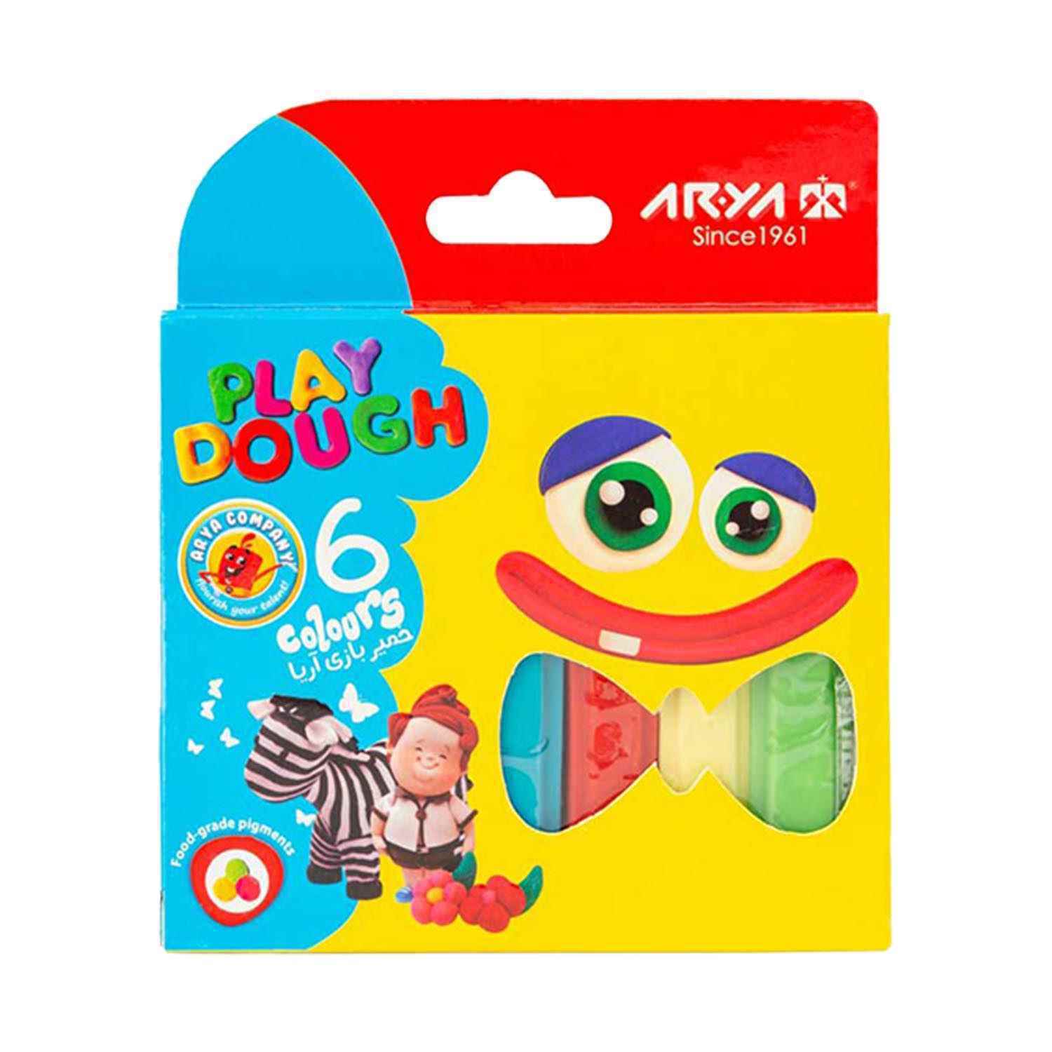 خمیرمقوایی6 رنگ مقوایی آریا کد1057 *144عدد*