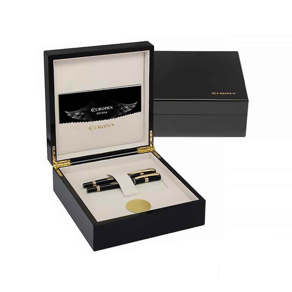 جفتی نفیس خودنویس و روان نویس یوروپن ابن سینا (جعبه نفیس چوبی)