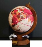 کره جغرافیایی سایز20 پایه چوبی8ضلعی چراغ دارایده کد117 - تصویر 2